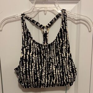 Kona Sol Women’s Medium Black and White Halter Bikini Top NWT